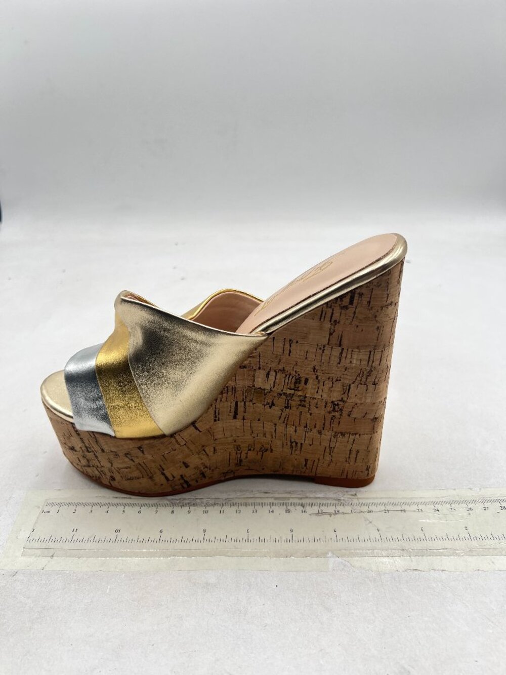 FOWT Gold High Wedges Heel Slide Sandal Open Toe Platform Slippers Mules